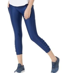 Zuda Interlock Blue High Rise Leggings Twist Trim Detail Size XL